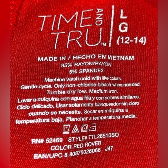 TIME AND TRU sleeveless crewneck tank dress midi red rover color size 12-14 - Picture 5 of 7